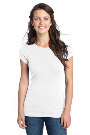 District - Juniors 1x1 Rib Crew Neck Tee. DT234C Bright white