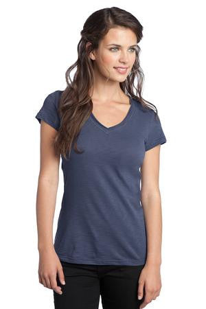 District Juniors Slub V-Neck Tee. DT240 Deep sea blue