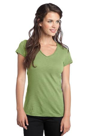 District Juniors Slub V-Neck Tee. DT240 Green tea