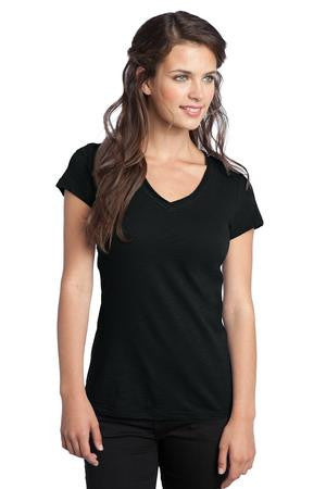 District Juniors Slub V-Neck Tee. DT240 Jet black