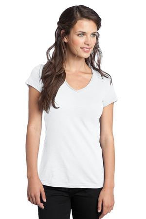 District Juniors Slub V-Neck Tee. DT240 White