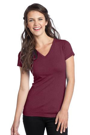District Juniors Tri-Blend V-Neck Tee. DT242V Maroon heather