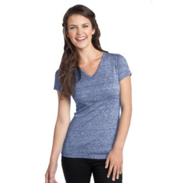 District Juniors Tri-Blend V-Neck Tee. DT242V Navy Heather
