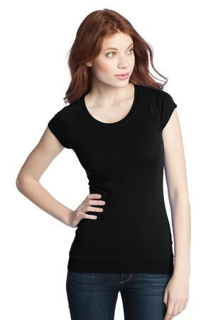 District - Juniors Cotton/Spandex Banded Raglan Tee. DT248 Black