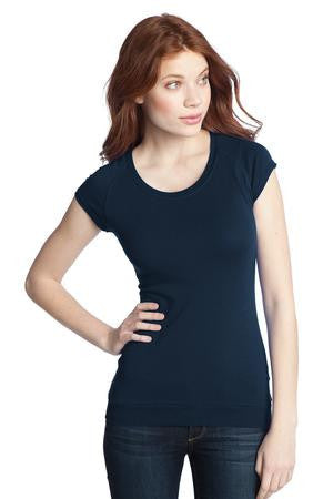 District - Juniors Cotton/Spandex Banded Raglan Tee. DT248 New navy