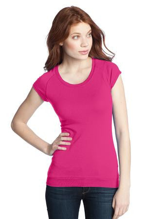 District - Juniors Cotton/Spandex Banded Raglan Tee. DT248 Dark fuchsia