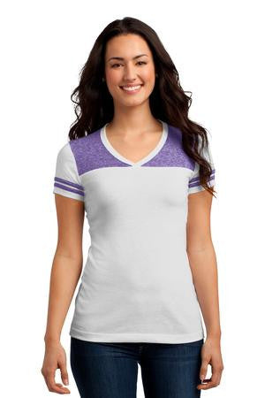 District Juniors Varsity V-Neck Tee. DT264 White/ purple