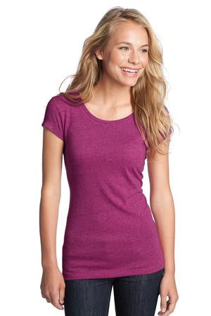 District - Juniors Textured Girly Crew Tee. DT270 Pink raspberry