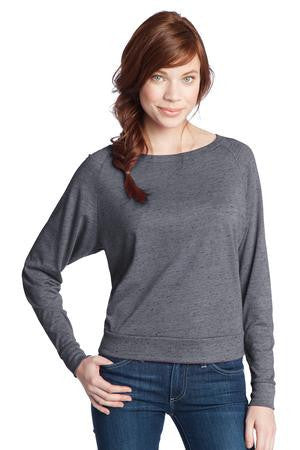 District - Juniors Textured Wide Neck Long Sleeve Raglan DT272 Charcoal