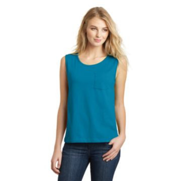 District Juniors Vintage Wash Muscle Tank. DT4301 Deep Turquoise