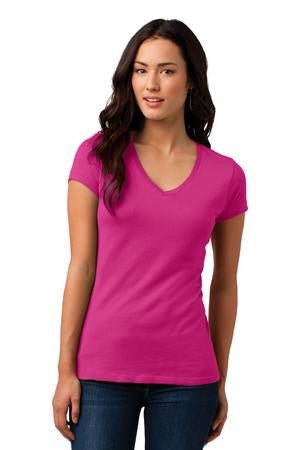District Juniors Vintage Wash V-Neck Tee. DT4501 Dark fuchsia