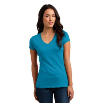 District Juniors Vintage Wash V-Neck Tee. DT4501 Deep Turquoise