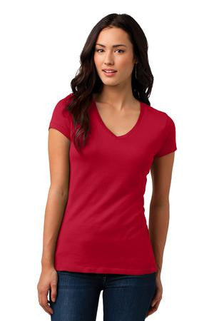 District Juniors Vintage Wash V-Neck Tee. DT4501 New red