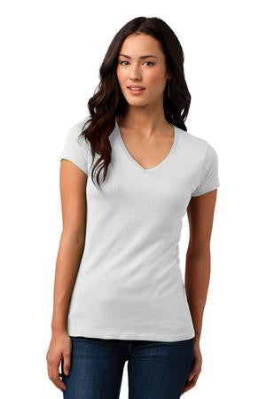 District Juniors Vintage Wash V-Neck Tee. DT4501 White