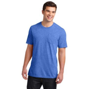 District Young Mens Very Important Tee with Pocket. DT6000P Heathered Royal