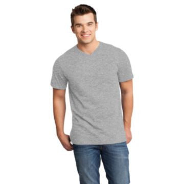 District - Young Mens Very Important Tee V-Neck. DT6500 Light Heather Grey
