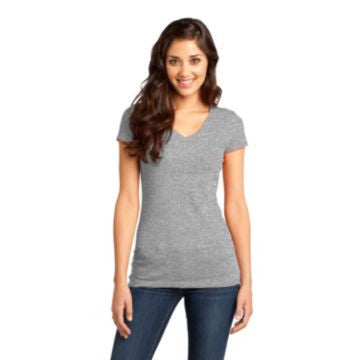 District - Juniors Very Important Tee V-Neck. DT6501 Light Heather Grey