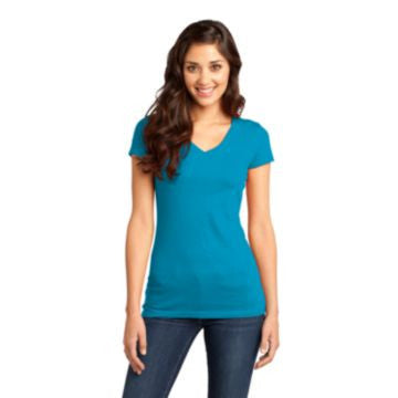District - Juniors Very Important Tee V-Neck. DT6501 Light Turquoise