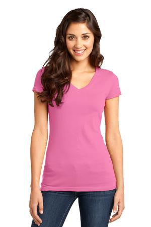 District - Juniors Very Important Tee V-Neck. DT6501 True pink