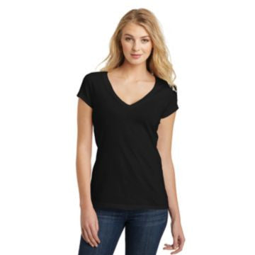 District Juniors Very Important Tee Deep V-Neck. DT6502 Black