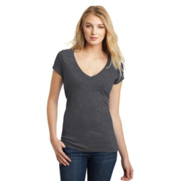 District Juniors Very Important Tee Deep V-Neck. DT6502 Heathered Charcoal