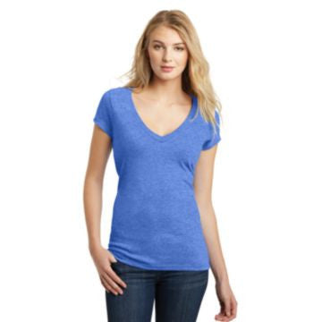 District Juniors Very Important Tee Deep V-Neck. DT6502 Heathered Royal