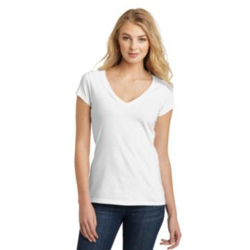 District Juniors Very Important Tee Deep V-Neck. DT6502 White