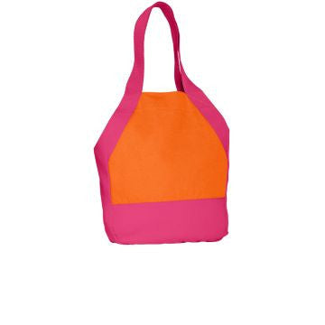 District - On-the-Go Canvas Tote. DT713 Orange/ Flamingo Pink