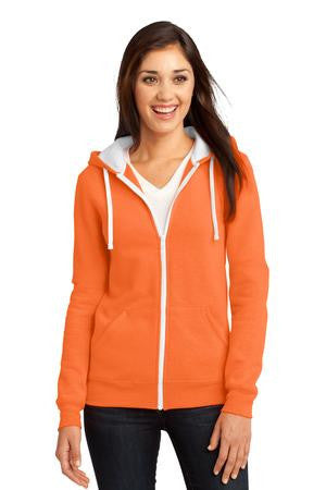 District - Juniors The Concert Fleece Full-Zip Hoodie. DT801 Neon orange