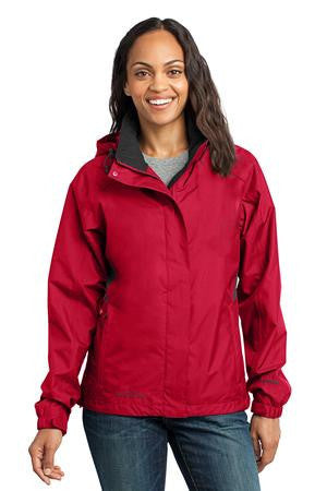 Eddie Bauer - Ladies Rain Jacket. EB551 Radish/Grey Steel