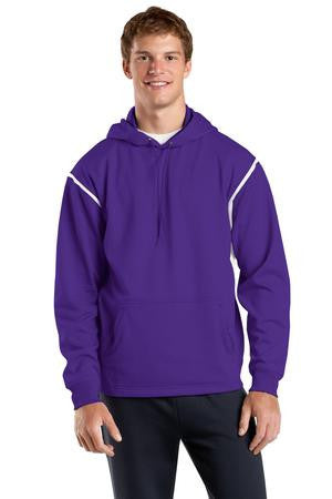 Sport-Tek Tech Fleece Hooded Sweatshirt. F246 Purple/white