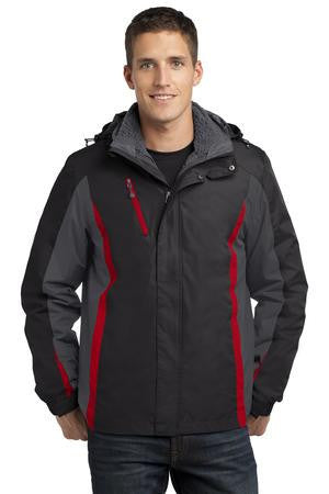 Port Authority Colorblock 3-in-1 Jacket. J321 Black/ Magnet Grey/ Signal Red
