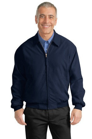 Port Authority Casual Microfiber Jacket. J730 Bright Navy/Solid Pewter Lining