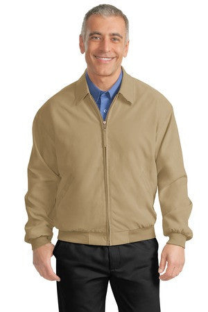 Port Authority Casual Microfiber Jacket. J730 Khaki/Solid Bright Navy Lining