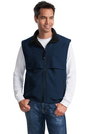 Port Authority Reversible Terra-Tek Nylon and Fleece Vest. J749 Navy/navy