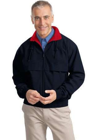 Port Authority Classic Poplin Jacket. J753 Dark Navy/Red
