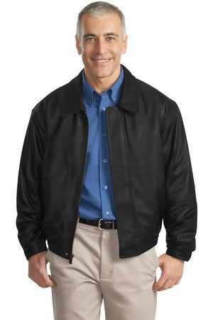 Port Authority Leather Bomber Jacket. J780 Black