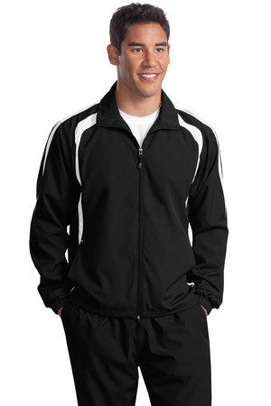 Sport-Tek Colorblock Raglan Jacket. JST60 Black/white