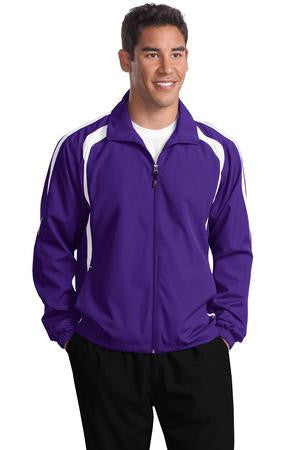 Sport-Tek Colorblock Raglan Jacket. JST60 Purple/white