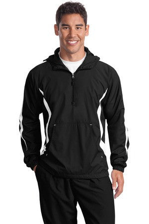 Sport-Tek Colorblock Raglan Anorak. JST63 Black/white