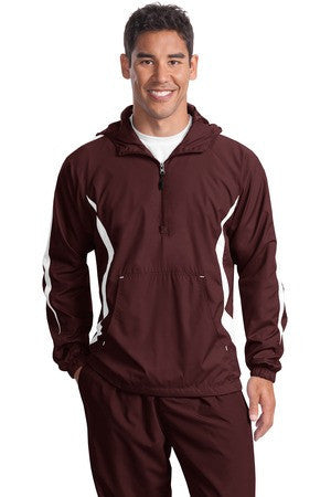 Sport-Tek Colorblock Raglan Anorak. JST63 Maroon/white