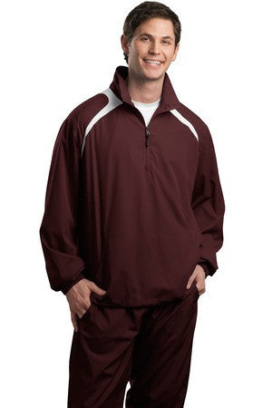 Sport-Tek 1/2-Zip Wind Shirt. JST75 Maroon/white