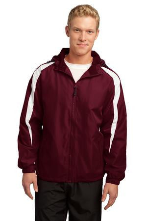 Sport-Tek Fleece-Lined Colorblock Jacket. JST81 Maroon/White