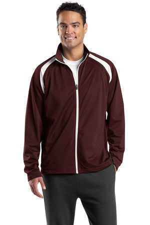 Sport-Tek Tricot Track Jacket. JST90 Maroon/white
