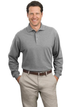 Port Authority Long Sleeve Pique Knit Polo. K320 Oxford