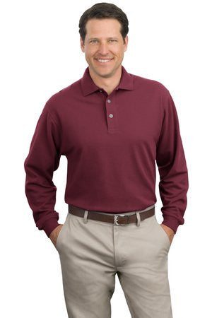 Port Authority Long Sleeve Pique Knit Polo. K320 Wine