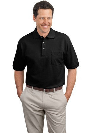 Port Authority Pique Knit Polo with Pocket.  K420P Black