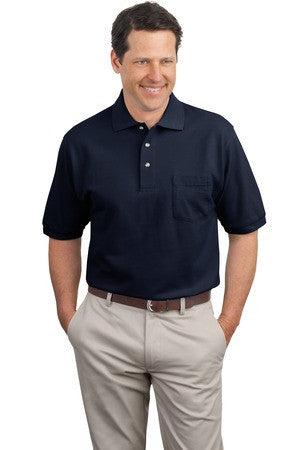 Port Authority Pique Knit Polo with Pocket.  K420P Navy