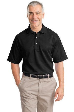 Port Authority Shadow Stripe Interlock Polo.  K459 Black