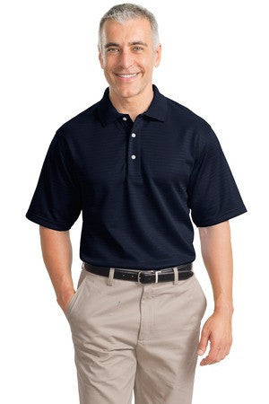 Port Authority Shadow Stripe Interlock Polo.  K459 Navy